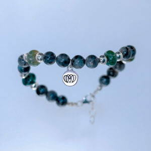 Brazalete Galaxia con ágata India y espectrolita y plata 925 para conexión profunda, claridad y propósito interior