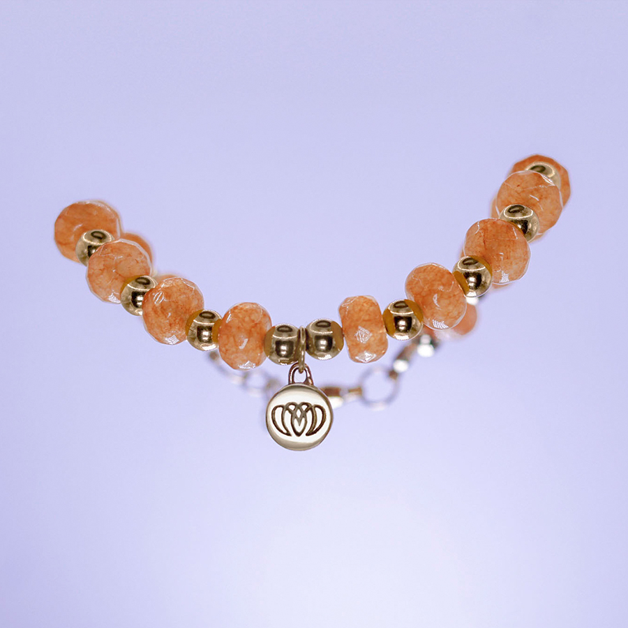 Brazalete Sol de ágata amarilla artesanal con chapa de oro 14k para alegría, claridad y fuerza interior