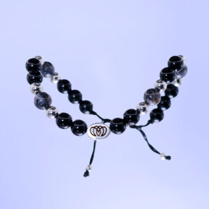 Brazalete Astro de espectrolita y obsidiana artesanal con plata 925 para protección intuitiva, fuerza interior y guía energética