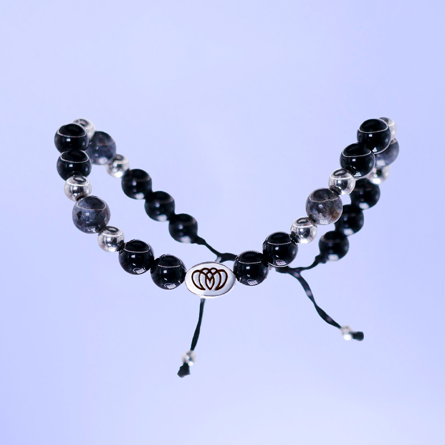 Brazalete Astro de espectrolita y obsidiana artesanal con plata 925 para protección intuitiva, fuerza interior y guía energética