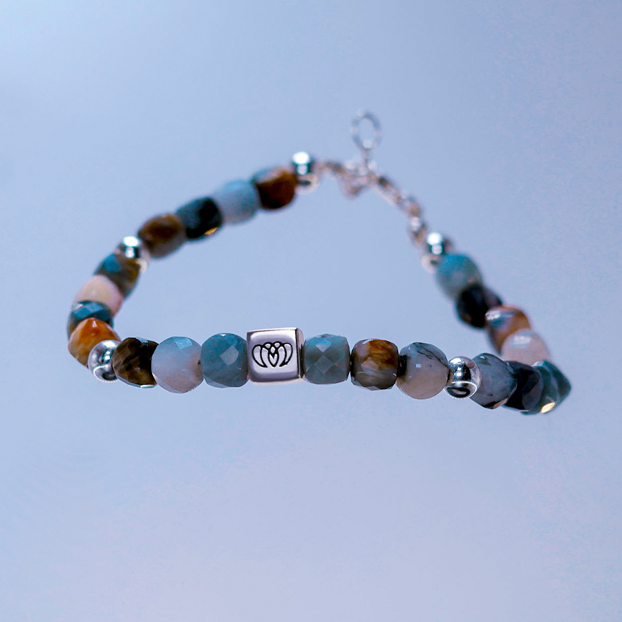 Brazalete Osa Mayor de amazonita artesanal con plata 925 para calma, claridad y equilibrio emocional