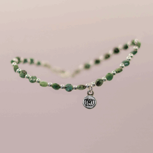 Brazalete Romero de turquesa africana artesanal con plata 925 para equilibrio, transformación y claridad emocional