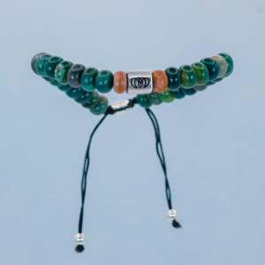 Brazalete Kraken de jade madera y ágata musgosa con detalles en plata Colección Marina