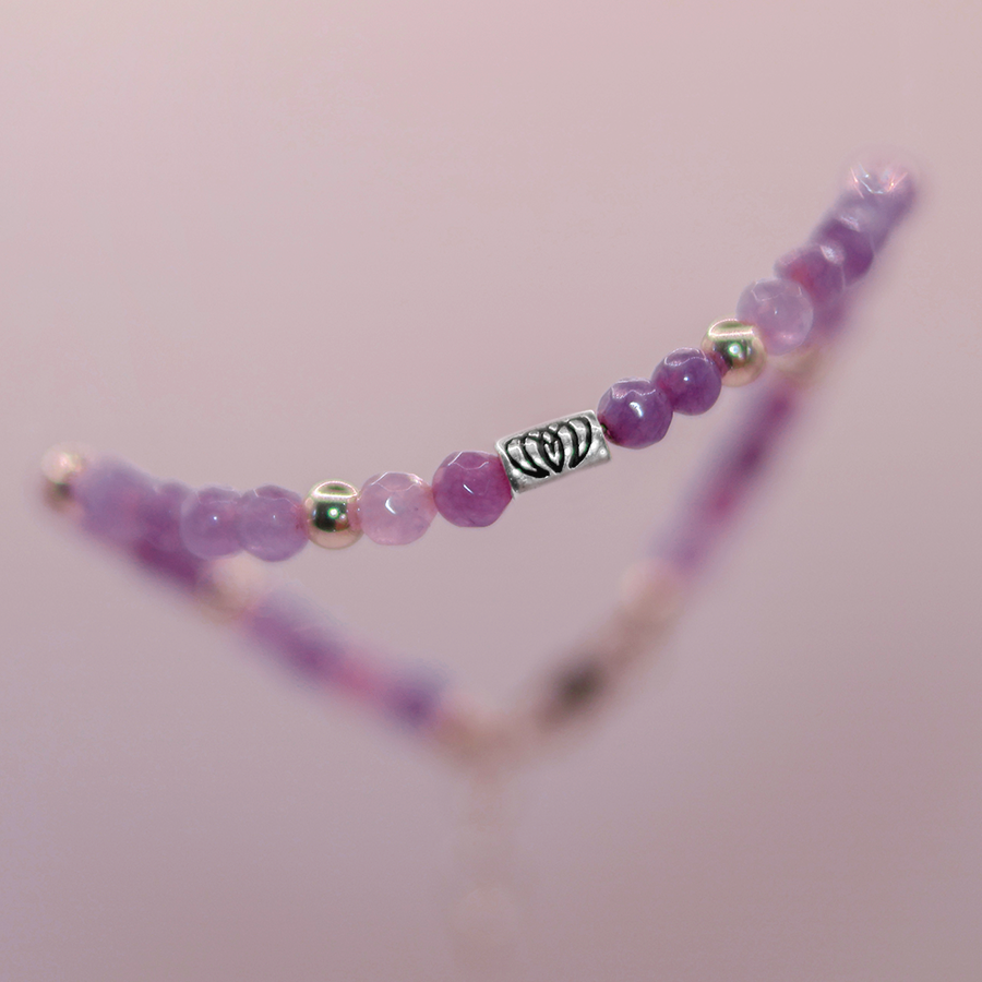 Pulsera ANEMONA de ágata lila y plata 925 de MONOCH, joya holística de amor propio y serenidad