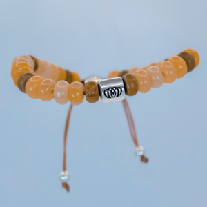 Brazalete Bahía de jade madera y ágata con detalles en plata colección marina