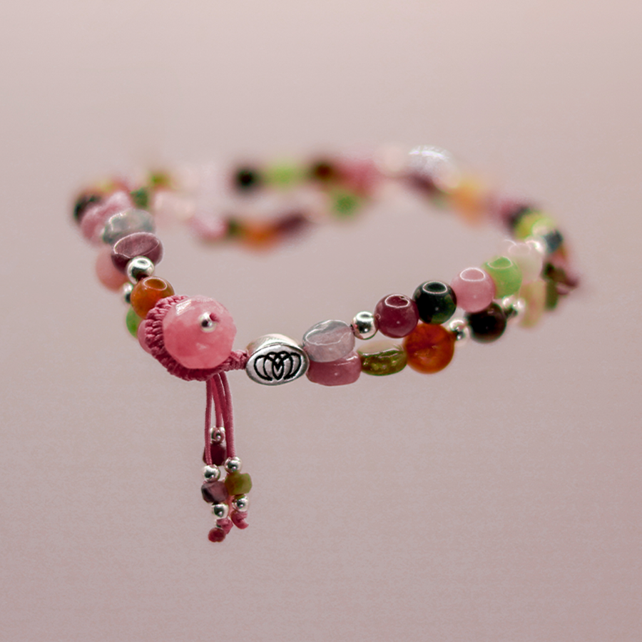 Brazalete COSMOS con turmalina, ágatas y plata 925 de MONOCH, amuleto de protección y renovación