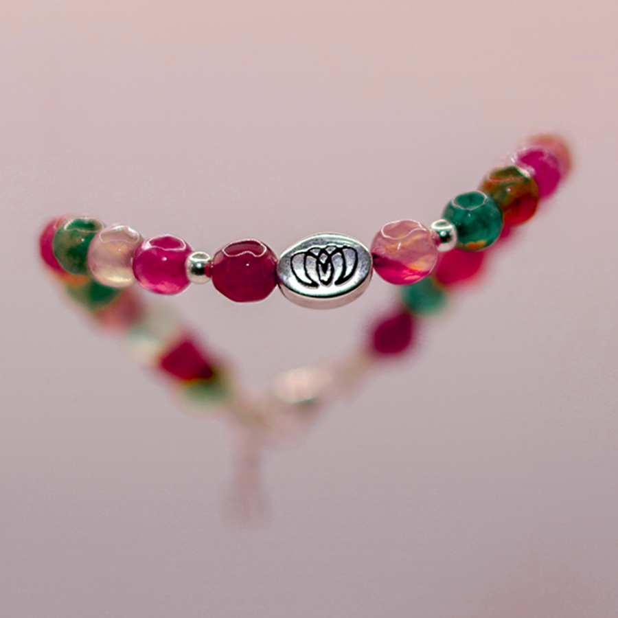 Brazalete Gerbera de ágata natural con plata 925 de MONOCH, joya holística de armonía, protección y equilibrio