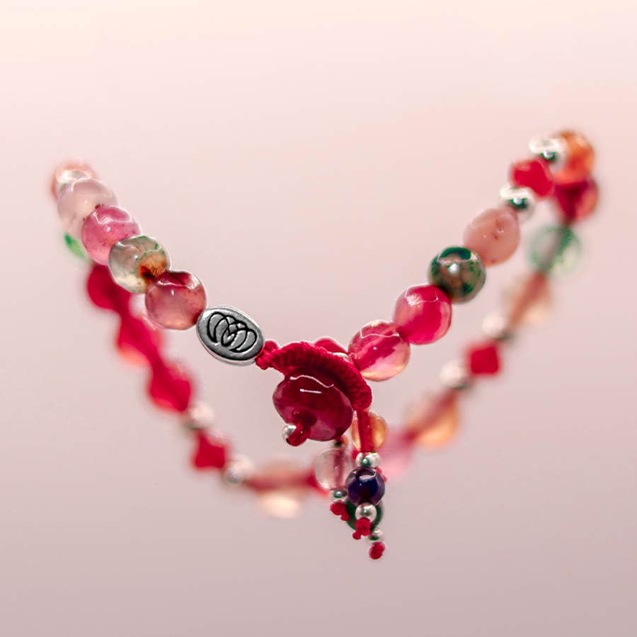 Brazalete Geranio con jade, ágata natural y plata 925 de Monoch