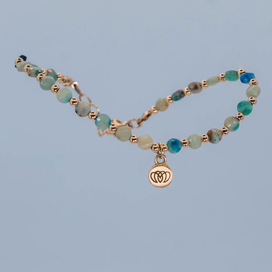Brazalete Aloha Azul de gemas naturales en tonos azul aqua y verde colección marina