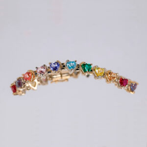 brazalete infinite hearts de zafiros multicolor en oro 14k