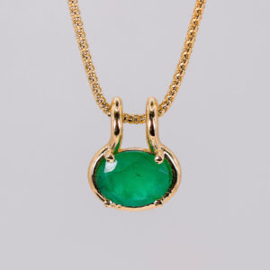 dije de esmeralda oval en oro 14k
