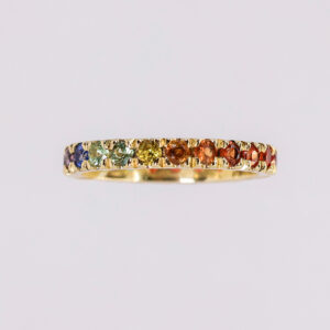 churumbela iris de zafiros multicolor en oro 14k