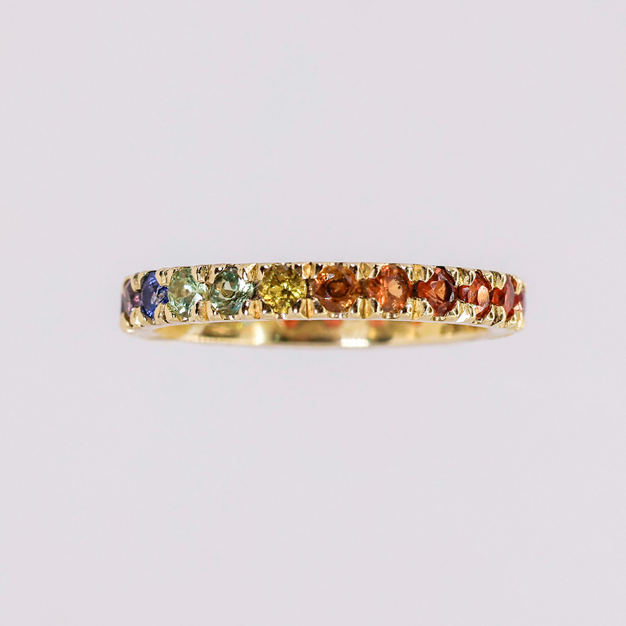 churumbela iris de zafiros multicolor en oro 14k